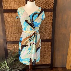 Avitak polyester small dress white blue
